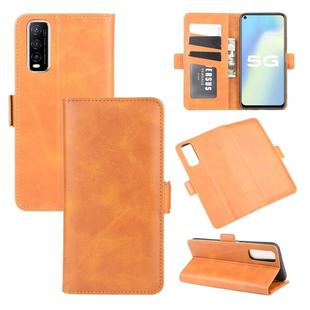 For Vivo Y70s Dual-side Magnetic Buckle Horizontal Flip Leather Case with Holder & Card Slots & Wallet(Yellow)