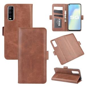 For Vivo Y70s Dual-side Magnetic Buckle Horizontal Flip Leather Case with Holder & Card Slots & Wallet(Brown)