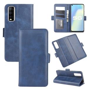 For Vivo Y70s Dual-side Magnetic Buckle Horizontal Flip Leather Case with Holder & Card Slots & Wallet(Dark Blue)