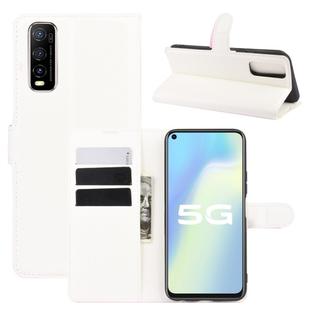 For Vivo Y70s Litchi Texture Horizontal Flip Protective Case with Holder & Card Slots & Wallet(White)