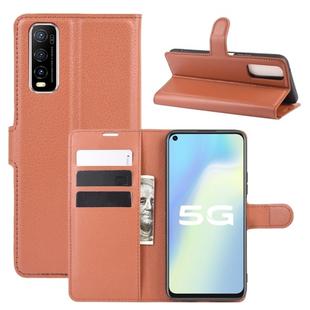 For Vivo Y70s Litchi Texture Horizontal Flip Protective Case with Holder & Card Slots & Wallet(Brown)
