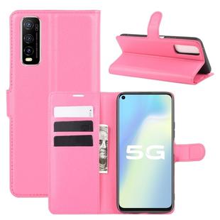 For Vivo Y70s Litchi Texture Horizontal Flip Protective Case with Holder & Card Slots & Wallet(Rose red)