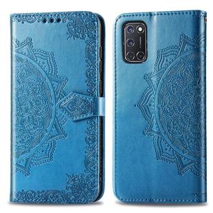 For OPPO A52 / A72 / A92 Halfway Mandala Embossing Pattern Horizontal Flip Leather Case with Holder & Card Slots & Wallet & Photo Frame & Lanyard(Blue)