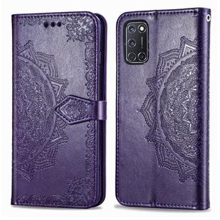 For OPPO A52 / A72 / A92 Halfway Mandala Embossing Pattern Horizontal Flip Leather Case with Holder & Card Slots & Wallet & Photo Frame & Lanyard(Purple)