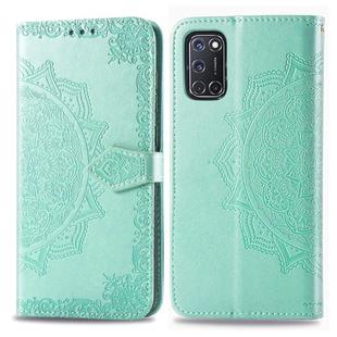 For OPPO A52 / A72 / A92 Halfway Mandala Embossing Pattern Horizontal Flip Leather Case with Holder & Card Slots & Wallet & Photo Frame & Lanyard(Green)