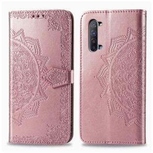 For OPPO Find X2 Lite / Reno 3 Halfway Mandala Embossing Pattern Horizontal Flip Leather Case with Holder & Card Slots & Wallet & Photo Frame & Lanyard(Rose Gold)