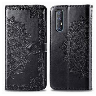 For OPPO Find X2 Neo Halfway Mandala Embossing Pattern Horizontal Flip Leather Case with Holder & Card Slots & Wallet & Photo Frame & Lanyard(Black)