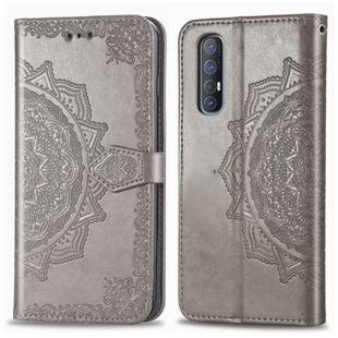 For OPPO Find X2 Neo Halfway Mandala Embossing Pattern Horizontal Flip Leather Case with Holder & Card Slots & Wallet & Photo Frame & Lanyard(Gray)