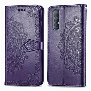 For OPPO Find X2 Neo Halfway Mandala Embossing Pattern Horizontal Flip Leather Case with Holder & Card Slots & Wallet & Photo Frame & Lanyard(Purple)