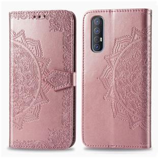 For OPPO Find X2 Neo Halfway Mandala Embossing Pattern Horizontal Flip Leather Case with Holder & Card Slots & Wallet & Photo Frame & Lanyard(Rose Gold)