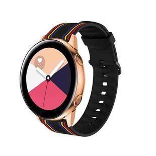 20mm For Huami Amazfit GTS / Samsung Galaxy Watch Active 2 / Huawei Watch GT2 42MM Striped Silicone Watch Band(Black color)