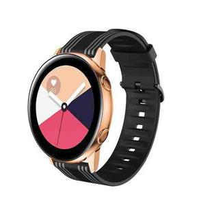 20mm For Huami Amazfit GTS / Samsung Galaxy Watch Active 2 / Huawei Watch GT2 42MM Striped Silicone Watch Band(Black Gary)