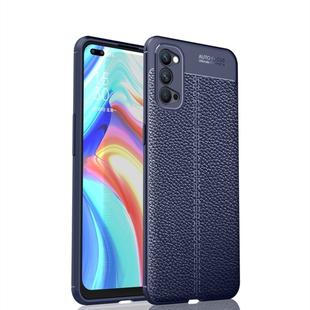 For OPPO Reno 4 Litchi Texture TPU Shockproof Case(Navy Blue)