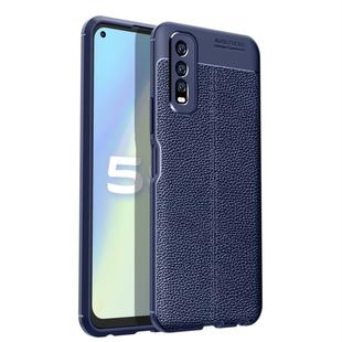 For Vivo Y70S Litchi Texture TPU Shockproof Case(Navy Blue)