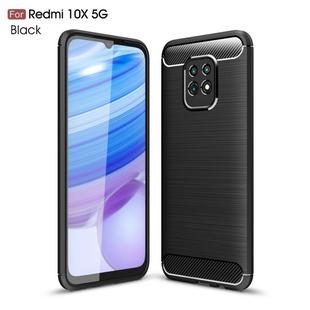 For Xiaomi Redmi 10X 5G Brushed Texture Carbon Fiber Shockproof TPU Case(Black)