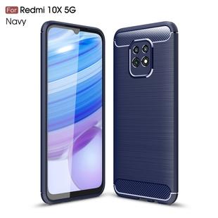 For Xiaomi Redmi 10X 5G Brushed Texture Carbon Fiber Shockproof TPU Case(Navy Blue)