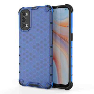 For OPPO Reno4 Shockproof Honeycomb PC + TPU Case(Blue)