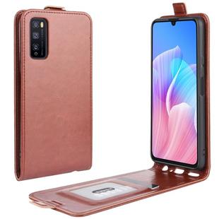 For Huawei Enjoy Z 5G R64 Texture Single Vertical Flip Leather Protective Case with Card Slots & Photo Frame(Brown)