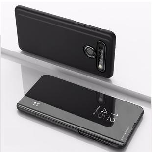 For LG K51S Plated Mirror Horizontal Flip Leather Case with Holder(Black)