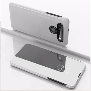 For LG K51S Plated Mirror Horizontal Flip Leather Case with Holder(Silver)