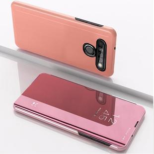 For LG K51S Plated Mirror Horizontal Flip Leather Case with Holder(Rose Gold)
