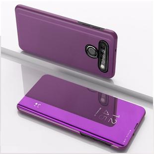 For LG K51S Plated Mirror Horizontal Flip Leather Case with Holder(Purple)
