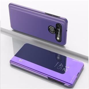 For LG K51S Plated Mirror Horizontal Flip Leather Case with Holder(Purple Blue)