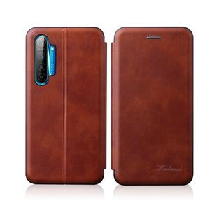 For OPPO K5 / Realme XT / Realme X2 Integrated Electricity Pressing Retro Texture Magnetic TPU+PU Leather Case with Card Slot & Holder(Brown)