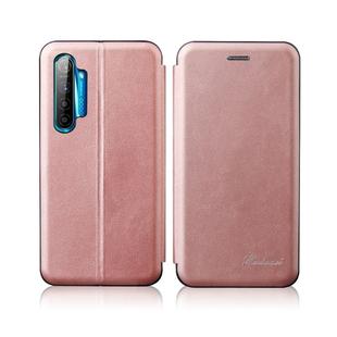 For OPPO K5 / Realme XT / Realme X2 Integrated Electricity Pressing Retro Texture Magnetic TPU+PU Leather Case with Card Slot & Holder(Rose Gold)