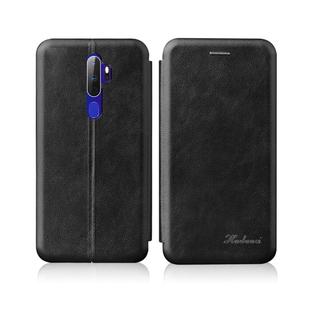 For OPPO A52 / A72 / A92 Integrated Electricity Pressing Retro Texture Magnetic TPU+PU Leather Case with Card Slot & Holder(Black)