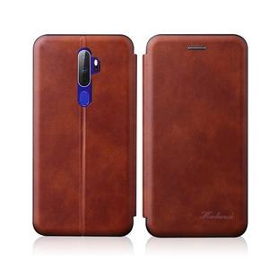 For OPPO A52 / A72 / A92 Integrated Electricity Pressing Retro Texture Magnetic TPU+PU Leather Case with Card Slot & Holder(Brown)