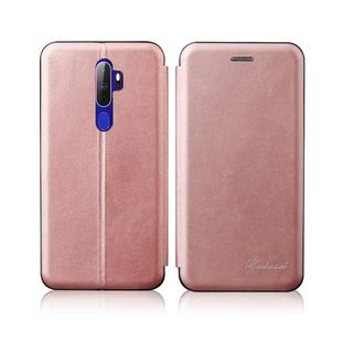 For OPPO A52 / A72 / A92 Integrated Electricity Pressing Retro Texture Magnetic TPU+PU Leather Case with Card Slot & Holder(Rose Gold)