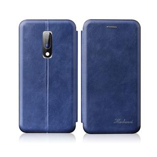 For OnePlus 6T / OnePlus 7 Integrated Electricity Pressing Retro Texture Magnetic TPU+PU Leather Case with Card Slot & Holder(Blue)
