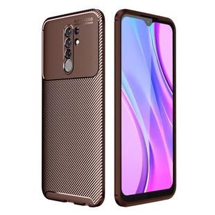 For Xiaomi Redmi 9 Carbon Fiber Texture Shockproof TPU Case(Brown)