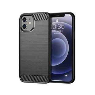 For iPhone 12 mini Brushed Texture Carbon Fiber TPU Case  (Black)