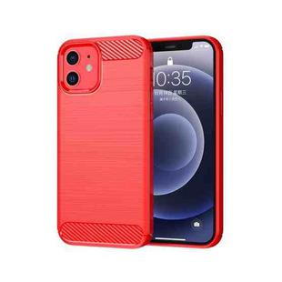 For iPhone 12 mini Brushed Texture Carbon Fiber TPU Case  (Red)