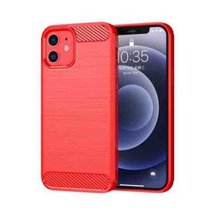 For iPhone 12 / 12 Pro Brushed Texture Carbon Fiber TPU Case (Red)