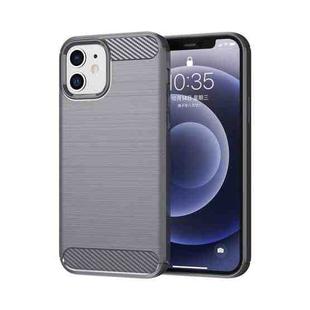 Brushed Texture Carbon Fiber TPU Case For iPhone 12 / 12 Pro (Grey)