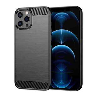 For iPhone 12 Pro Max Brushed Texture Carbon Fiber TPU Case(Black)