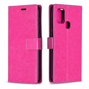 For Samsung Galaxy A21s Crazy Horse Texture Horizontal Flip Leather Case with Holder & Card Slots & Wallet & Photo Frame(Rose Red)