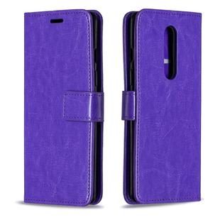 For OnePlus 8 Crazy Horse Texture Horizontal Flip Leather Case with Holder & Card Slots & Wallet & Photo Frame(Purple)