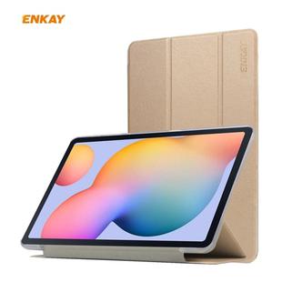 For Samsung Galaxy Tab S6 Lite P610 / P615 / Tab S6 Lite 2022 / P613 / P619 ENKAY 3-Fold Silk Texture Leather Smart Tablet Case(Gold)