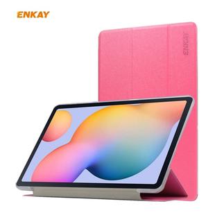 For Samsung Galaxy Tab S6 Lite P610 / P615 / Tab S6 Lite 2022 / P613 / P619 ENKAY 3-Fold Silk Texture Leather Smart Tablet Case(Rose Red)