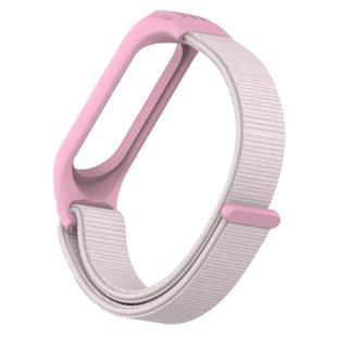 For Xiaomi Mi Band 5/4/3 Texture Case Hook and Loop Fastener Watch Band(Pearl Powder)