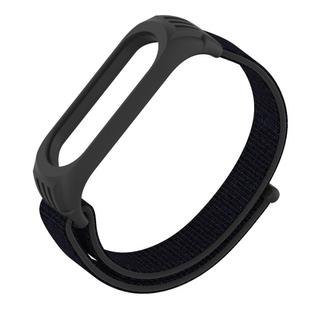 For Xiaomi Mi Band 5/4/3 Texture Case Hook and Loop Fastener Watch Band(Black Sand)