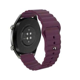 20mm For Huawei GT2 42mm Huami Mi Dynamic Youth Edition Reverse Buckle Wavy Silicone Watch Band(Purple)