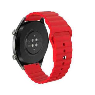20mm For Huawei GT2 42mm Huami Mi Dynamic Youth Edition Reverse Buckle Wavy Silicone Watch Band(Red)