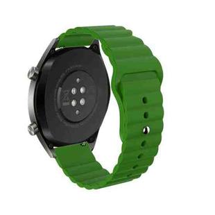 20mm For Huawei GT2 42mm Huami Mi Dynamic Youth Edition Reverse Buckle Wavy Silicone Watch Band(Green)