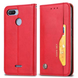 Knead Skin Texture Horizontal Flip Leather Case for Xiaomi Redmi 6 / 6A, with Photo Frame & Holder & Card Slots & Wallet(Red)