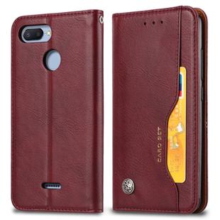 Knead Skin Texture Horizontal Flip Leather Case for Xiaomi Redmi 6 / 6A, with Photo Frame & Holder & Card Slots & Wallet(Wine Red)